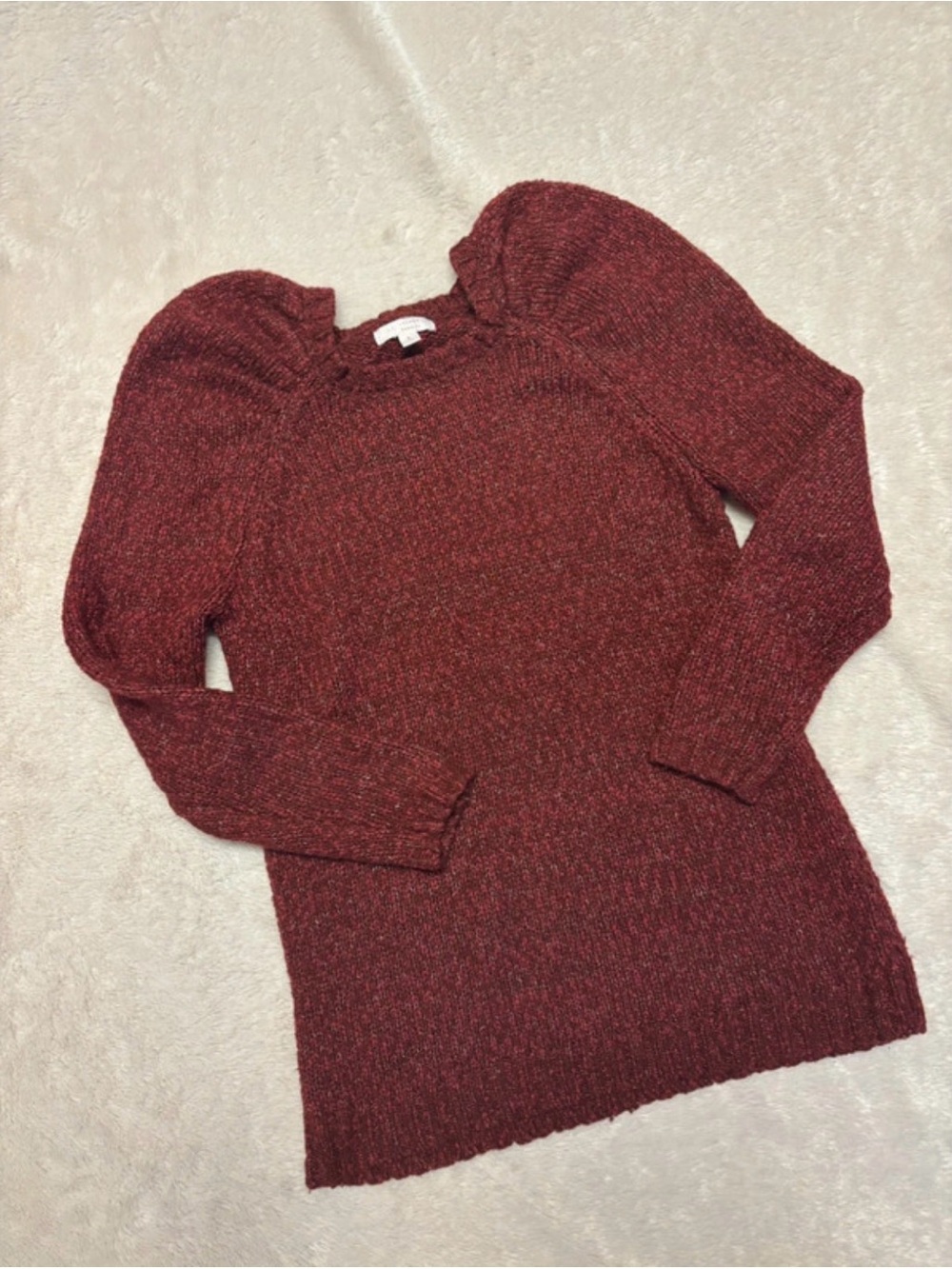 Women’s Puff-Sleeve Knit Sweater - Burgundy